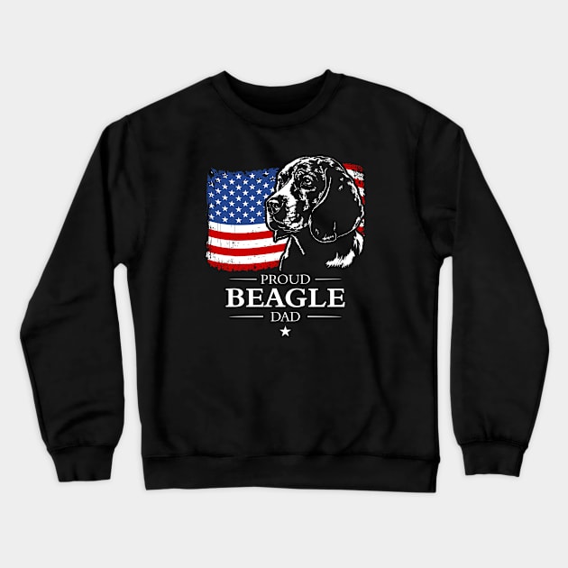 Proud Beagle Dad American Flag patriotic dog Crewneck Sweatshirt by wilsigns